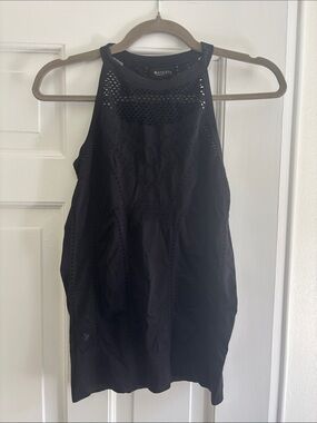 Athleta Black High Neck Mesh-Inset Performance Tank